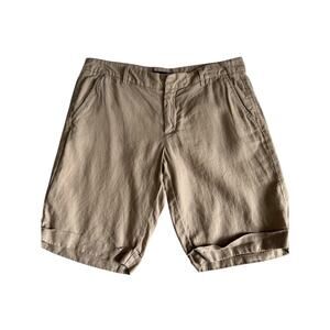 Gap Shorts Womens Size 6 Beige 100% Linen Utility Cuffed Casual 9" Inseam